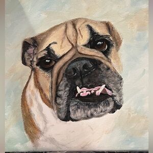 Custom hand painted pet dog animal portrait art